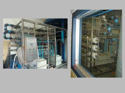 Effluent water reclaim plant skid mounted with control system. 